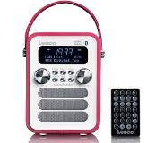 Lenco Draagbare Dab+ Fm Radio Met Bluetooth En Aux-ingang, Oplaadbare Batterij Lenco Pdr-051pkwh Wit-roze