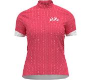 Odlo Fietsshirt Odlo Women S/U Collar S/S Full Zip Essential Paradise Pink White-S