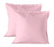 Happy Basics Set van 2 kussenslopen Delena | Happy Basics katoen roze 60x60x0.2 cm kussenslopen | NADUVI