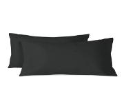 Happy Basics Set van 2 kussenslopen Evelien | Happy Basics katoen zwart 45x110x0.2 cm kussenslopen | NADUVI