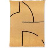 HK Living HKLiving soft woven throw ochre with black tufted lines (130x170)