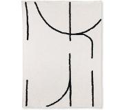 HK Living HKLiving soft woven throw natural with black tufted lines (130x170)