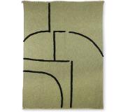 HK Living HKLiving soft woven throw pistachio with black tufted lines (130x170)