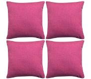 vidaXL Kussenhoezen 4 stuks linnen look roze 80x80 cm online kopen