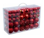 Bellatio Pakket met 100x rode kerstballen kunststof 3, 4 en 6 cm -