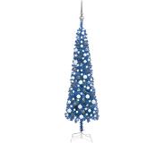 vidaXL Kerstboom Met Led's En Kerstballen Smal 150 Cm Blauw