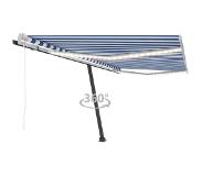 vidaXL Luifel automatisch met LED en windsensor 400x350 cm blauw wit