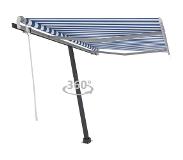 vidaXL Luifel vrijstaand handmatig uittrekbaar 300x250 cm blauw en wit