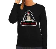 Bellatio Dieren Kersttrui Sint Bernard Zwart Dames - Foute Honden Kerstsweater S - Kerst Truien