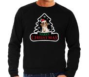 Bellatio Dieren Kersttrui Spaniel Zwart Heren - Foute Honden Kerstsweater S - Kerst Truien