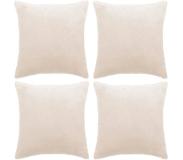 vidaXL Sierkussenhoezen 40x40 cm velours gebroken wit 4 st online kopen
