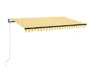 vidaXL Luifel automatisch met LED en windsensor 450x300 cm geel en wit