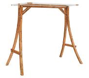 vidaXL Schommelframe met crèmekleur dak gebogen hout met teakafwerking