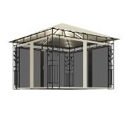 vidaXL Prieel met klamboe LED-lichtslinger 180 g/m² 3x3x2,73 m crème