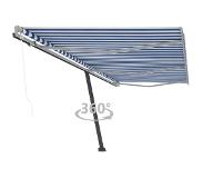 vidaXL Luifel vrijstaand automatisch 600x350 cm blauw en wit