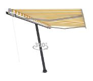 vidaXL Luifel vrijstaand automatisch 350x250 cm geel en wit
