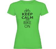 Kruskis Keep Calm And Bike On Short Sleeve T-shirt Groen M Vrouw