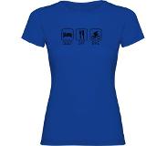 Kruskis Sleep Eat And Bike Short Sleeve T-shirt Blauw 2XL Vrouw