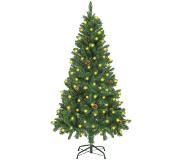 vidaXL Kunstkerstboom met LED's en dennenappels 150 cm groen