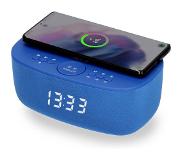 AIC 28BT Wekkerradio Digitaal met QI draadloze telefoonoplader - Ingebouwde Bluetooth speaker - USB - Blauw