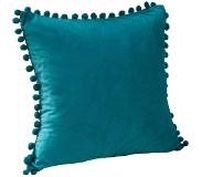 QUVIO Kussenhoes 50 x 50cm met bolletjes fluweel - Turquoise