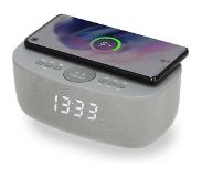 AIC 28BT Wekkerradio Digitaal met QI draadloze telefoonoplader - Ingebouwde Bluetooth speaker - USB - Grijs