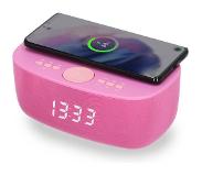 AIC 28BT Wekkerradio Digitaal met QI draadloze telefoonoplader - Ingebouwde Bluetooth speaker - USB - Paars