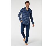 Woody doorknoop pyjama heren - marineblauw gestreept - 221-1-MBT-S/988 - maat XXL