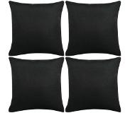 vidaXL Kussenhoezen linnen-uitstraling 50x50 cm zwart 4 st online kopen
