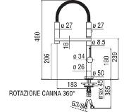Sub 093 keukenkraan met veer-handdouche met magneethouder, inox look