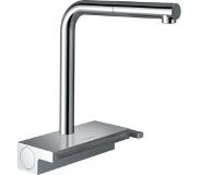 Hansgrohe aquno select m81 ééngreeps keukenmengkraan met draaibare, uittrekbare uitloop en multifunctionele zeef 28,1 cm, chroom