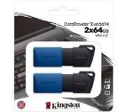 Kingston DataTraveler Exodia M 64 GB, USB 3.2 Gen 1 (zwart + blauw) - 2 stuks