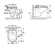 GROHE Bau wandcloset - spoelrandloos - met douche WC zitting - wit 39651sh0