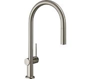 Hansgrohe Talis M54 ééngreeps keukenmengkraan met draaibare uitloop, uittrekbare vuistdouche en sBox 43,5 cm, rvs