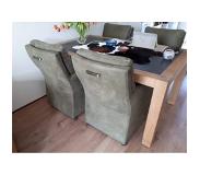 ShopX Set van 4 leren eetkamerfauteuils - met armleuning en wieltjes - groen leer - ShopX