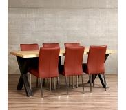 ShopX Set van 6 eetkamerstoelen - bruin leer - ShopX