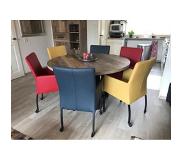 ShopX Set van 6 leren eetkamerstoelen met wieltjes en armleuning - diverse kleuren leer - ShopX