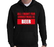 Bellatio Foute Kerstborrel Hoodie All I Want For Christmas Is Beer Zwart Voor Heren S - Kerst Truien