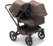 Bugaboo Donkey 5 Duo bassinet and seat stroller black base, mineral taupe fabrics, mineral taupe sun canopy