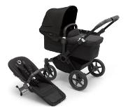 Bugaboo Donkey 5 Mono bassinet and seat stroller black base, midnight black fabrics, midnight black sun canopy