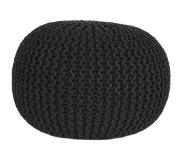 Label51 Poef Knitted - Zwart - Katoen - M (Zwart, 50x50x35cm)