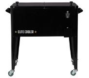 EliteCooler Verrijdbare Koelbox - met Zijtafel en Wijnglas-houders - Cooler Zwart
