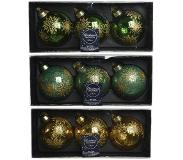 Décoris Gedecoreerde Kerstballenset Van Glas Set A 3 Ballen Dia 8cm In Kleuren