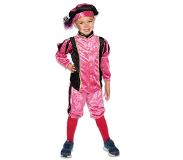 Haza Piet kostuum kind velours roze/zwart