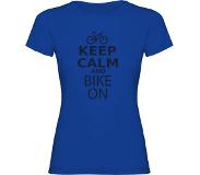 Kruskis Keep Calm And Bike On Short Sleeve T-shirt Blauw S Vrouw