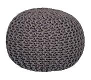Label51 Poef Knitted - Donkergrijs - Katoen - M (Donkergrijs, 50x50x35cm)