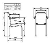 Linido douchestoel met opklapbare armleggers, zithoogte 49 cm, staal gecoat wit