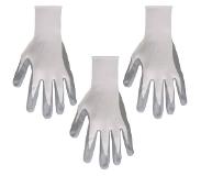 Strabox Witte/zilveren tuinhandschoenen met nylon coating 3 paar - Werkhandschoenen - Klusartikelen - Tuinartikelen