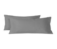 Happy Basics Set van 2 kussenslopen Evelien | Happy Basics katoen grijs 45x110x0.2 cm kussenslopen | NADUVI