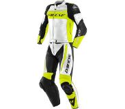 Dainese Mistel White Fluo Yellow Black Leather 2 Piece 50